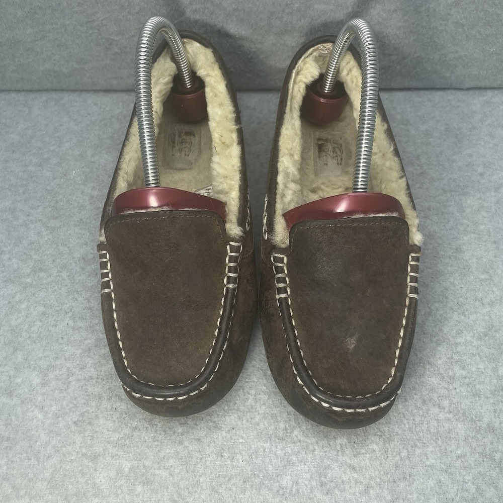UGG Ansley 3312 Women's Size 7 Brown Suede Moccasin Slippers Shearling Lined